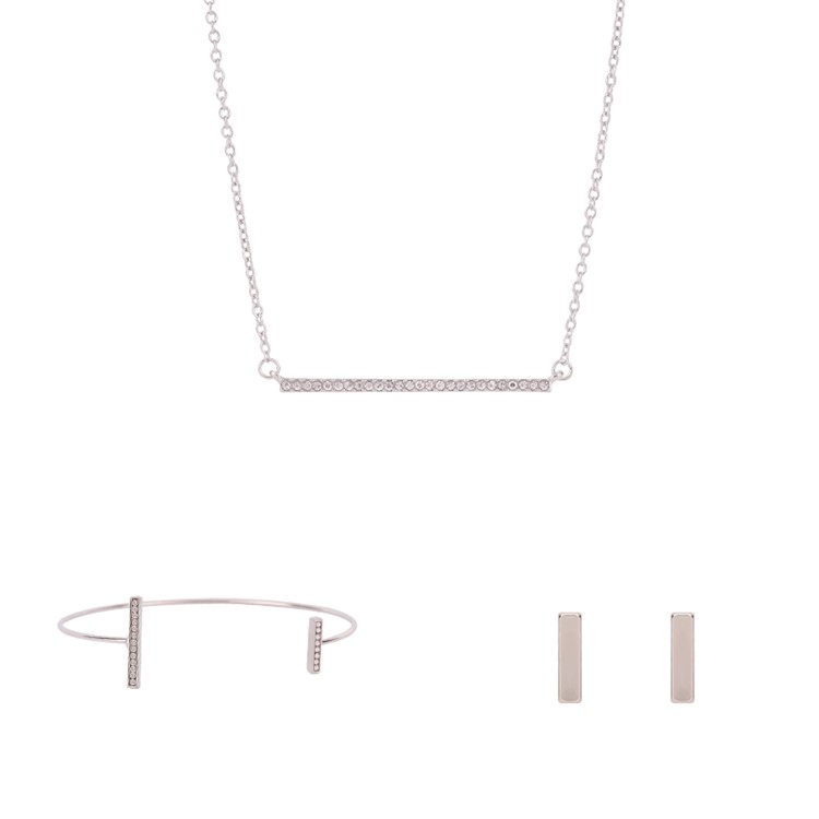 Wedding Fashion Necklace Earrings Bracelet Jewelry Set for Bride - Style A-1