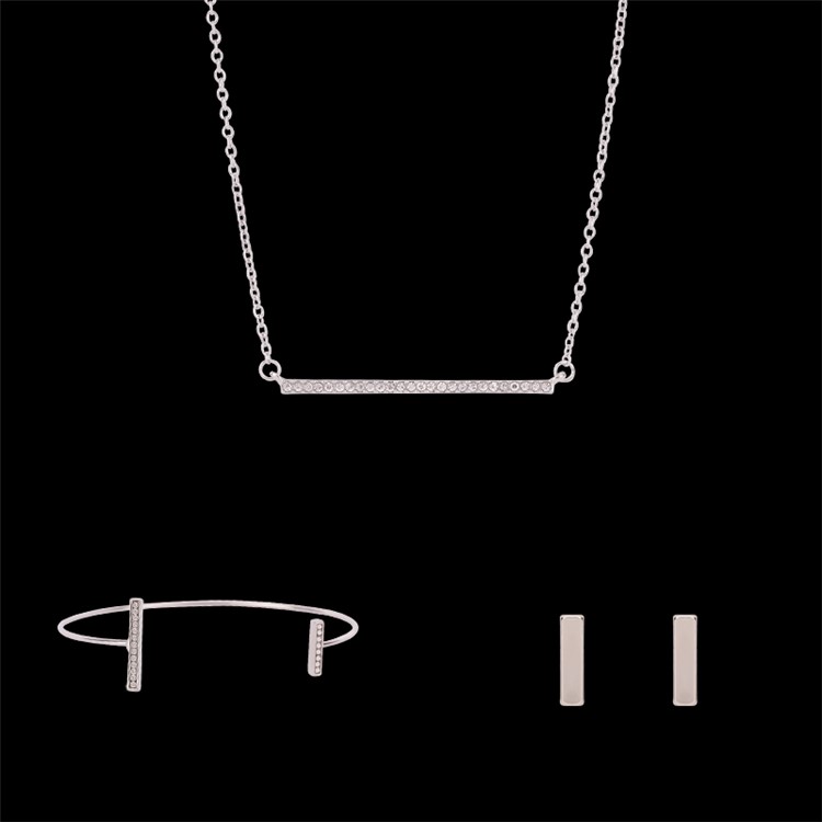 Wedding Fashion Necklace Earrings Bracelet Jewelry Set for Bride - Style A-2
