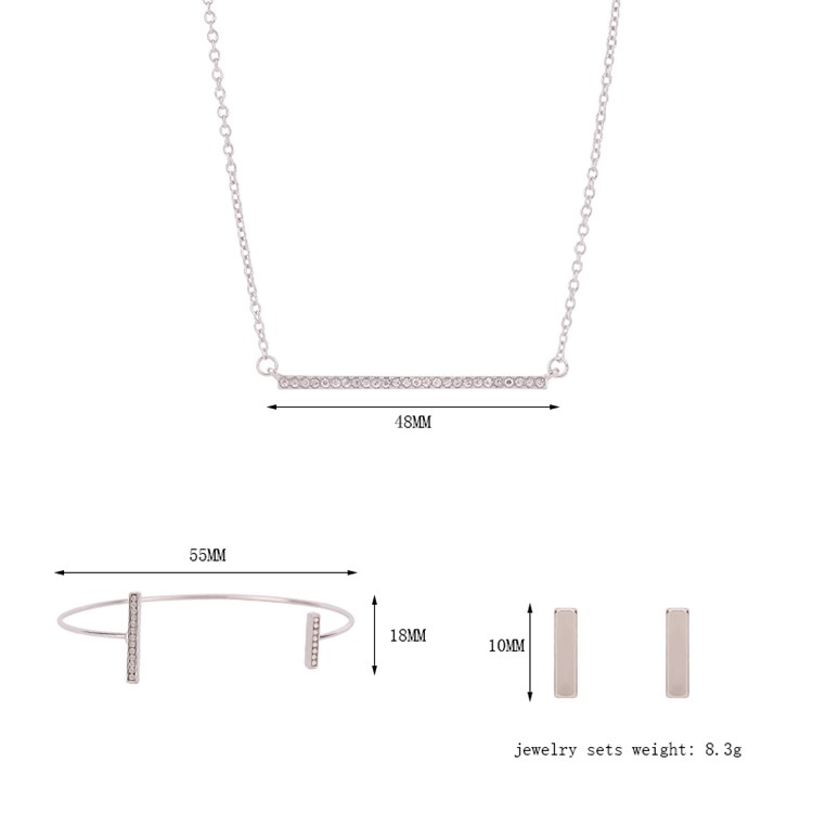 Wedding Fashion Necklace Earrings Bracelet Jewelry Set for Bride - Style A-3