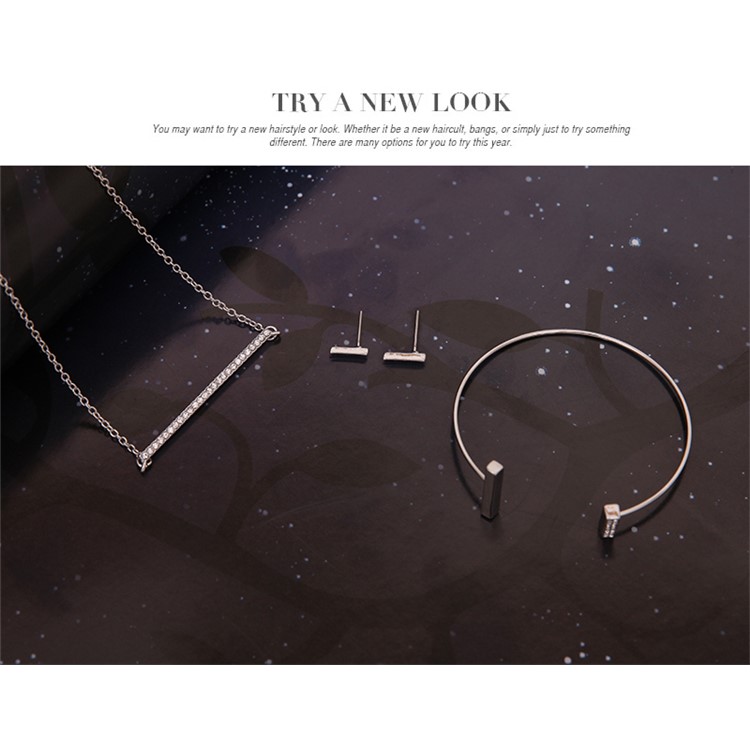 Wedding Fashion Necklace Earrings Bracelet Jewelry Set for Bride - Style A-4