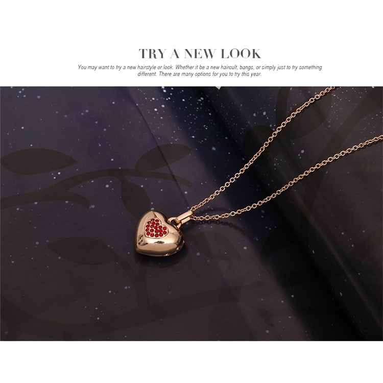 Gold Plated Heart Shape Red Diamond Pendant Necklace Earrings Set for Women - Style A-7