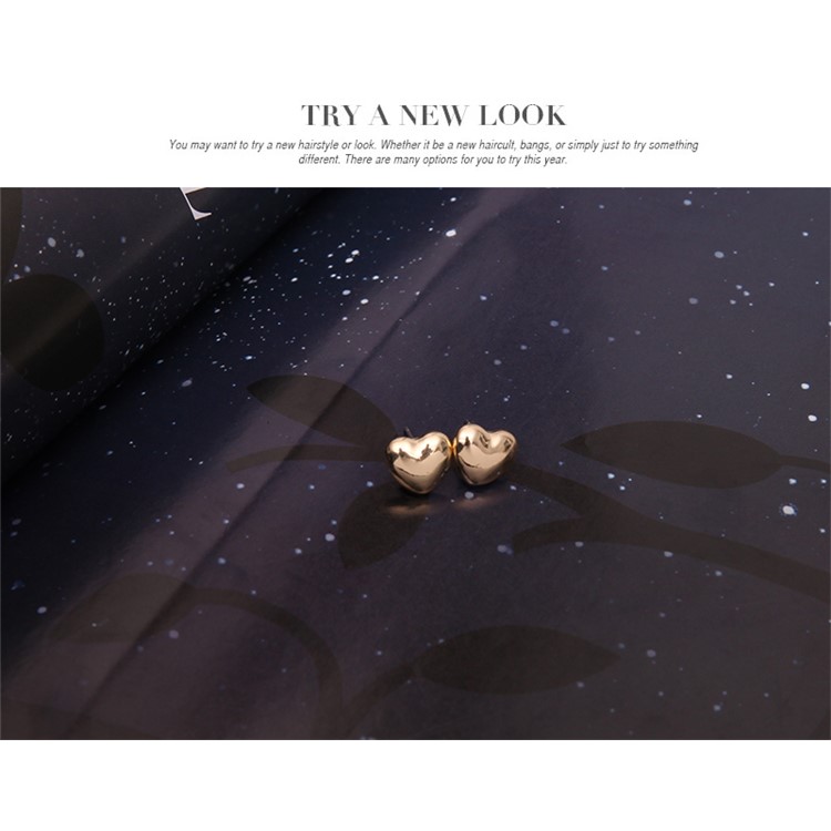 Gold Plated Heart Shape Red Diamond Pendant Necklace Earrings Set for Women - Style A-8