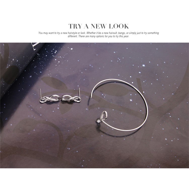 Fashion Plated Rhinestone Necklace Bracelet Earrings Jewelry Set - Infinity Symbol-8