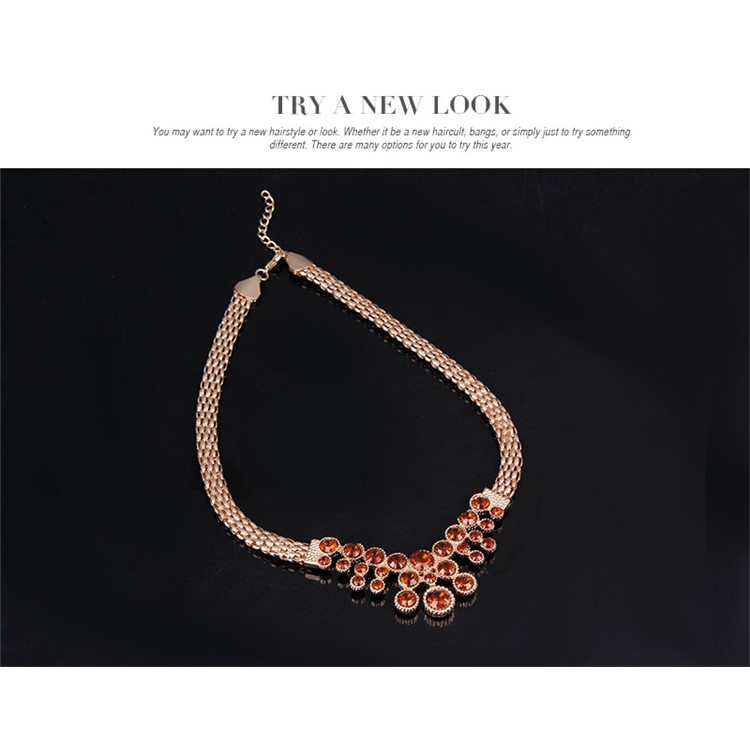 Shiny Crystal Jewelry Sets Necklace Earrings Bracelet Ring for Women-5