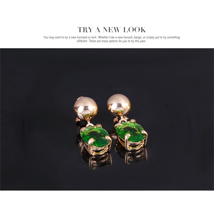 Charming Emerald Rhinestone Necklace Bracelet Ring and Earrings Jewelry Set for Women-9