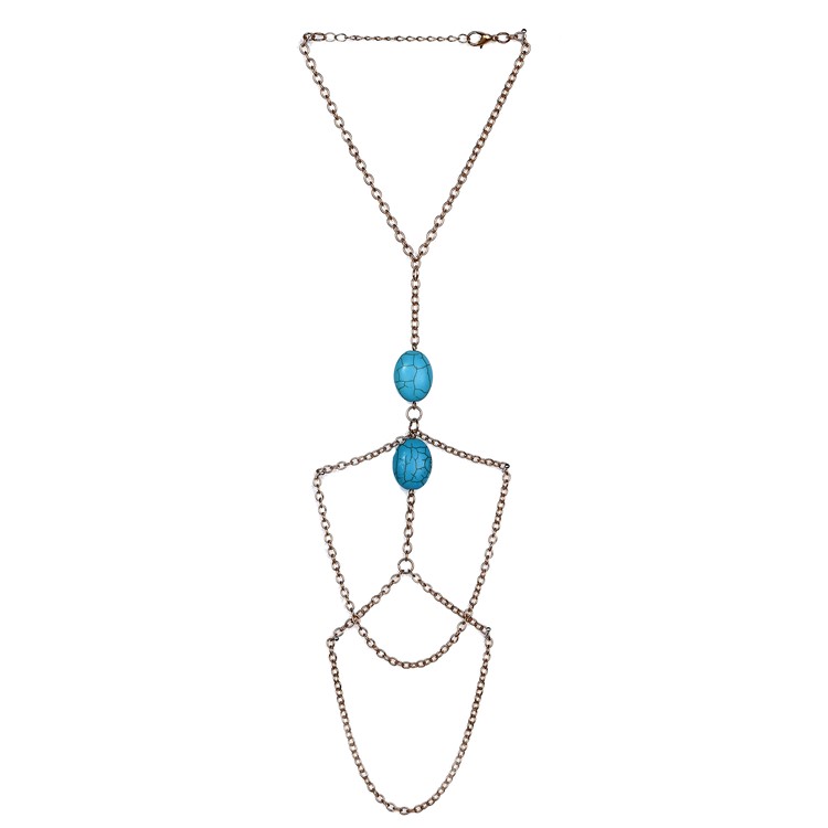 Turquoise Pendant Arm Chain Arm Bracelet Body Jewelry Accessory for Women - Gold-2