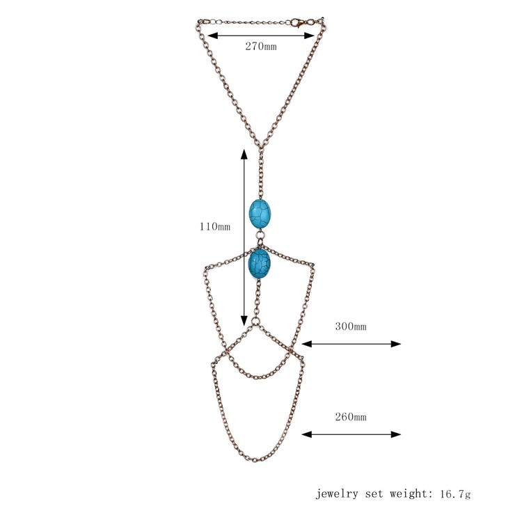 Turquoise Pendant Arm Chain Arm Bracelet Body Jewelry Accessory for Women - Gold-3