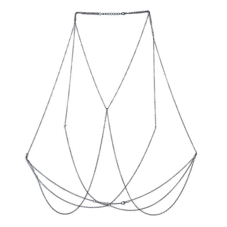 Bikini Bralette Chain Harness Necklace Crossover Body Chain-2