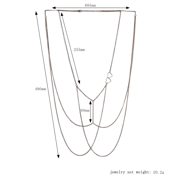 Women Harness Body Chain Bikini Chain Multi-layer Crossover Chest Chain Body Jewelry Accessory - Style A-3