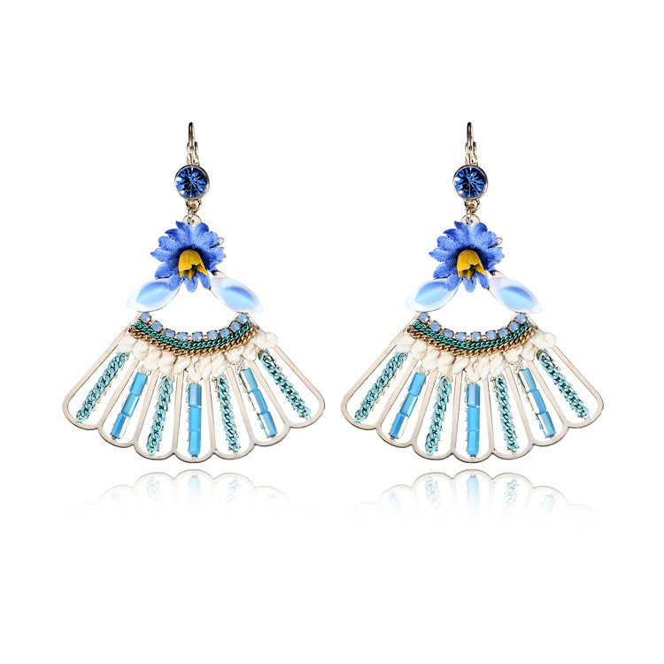 Fashion Rhinestone Fan-shaped Dangle Earrings for Women-1