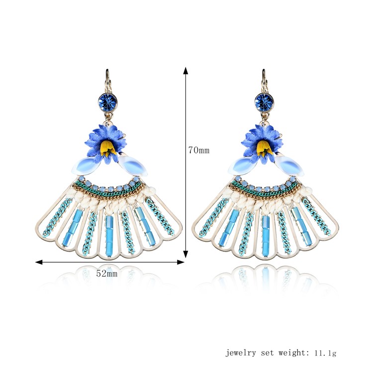 Fashion Rhinestone Fan-shaped Dangle Earrings for Women-2