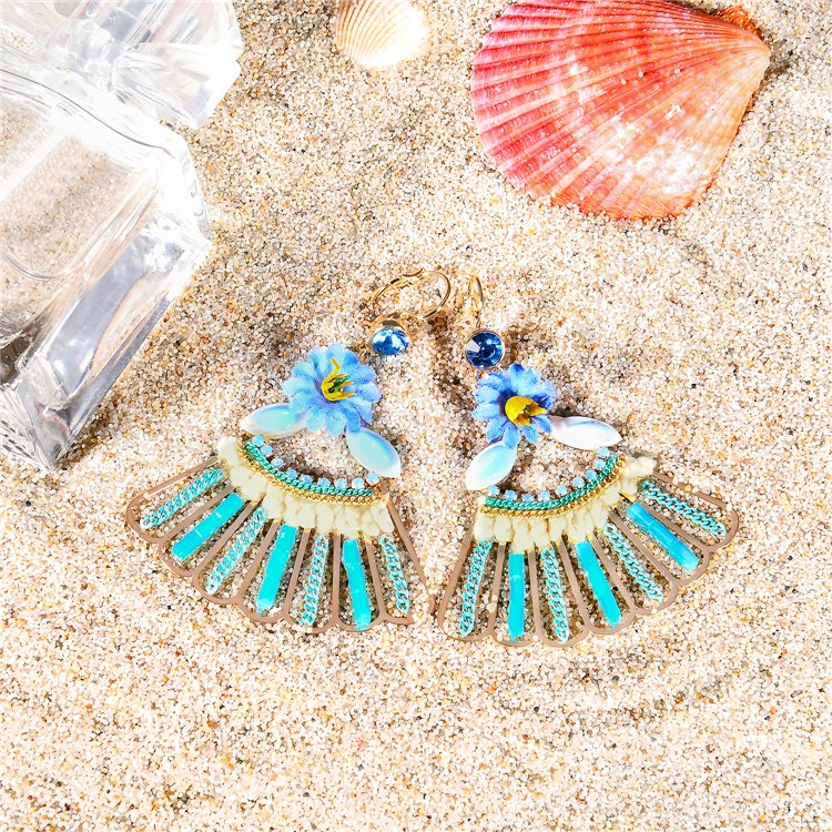 Fashion Rhinestone Fan-shaped Dangle Earrings for Women-3