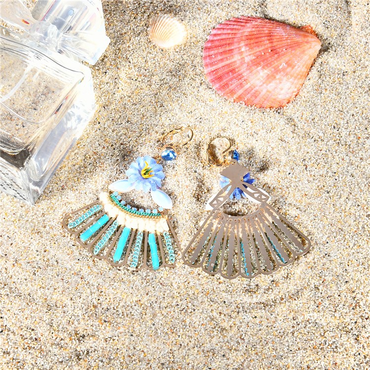 Fashion Rhinestone Fan-shaped Dangle Earrings for Women-4