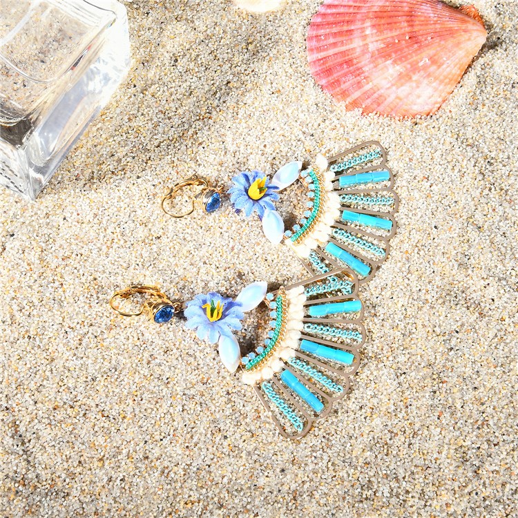 Fashion Rhinestone Fan-shaped Dangle Earrings for Women-5