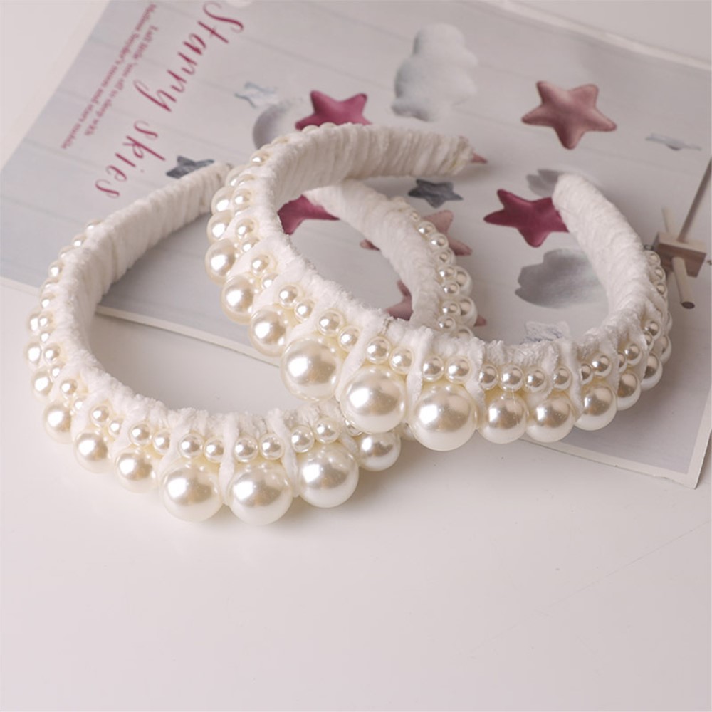 H1053 French Style Pearl Headbands Sweet Pearl Hairband Bridal Hair Hoop Wedding Hair Accessories for Women Girls - #4-3