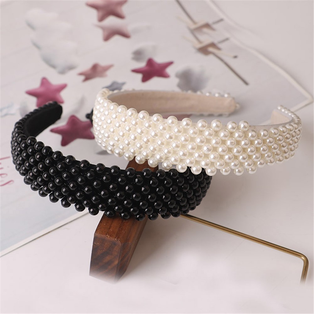 H1053 Sweet Pearl Headbands French Style Girls Pearl Hairband Alojamiento De Cabello Nupcial Accesorios Para Mujer Chicas - Blanco