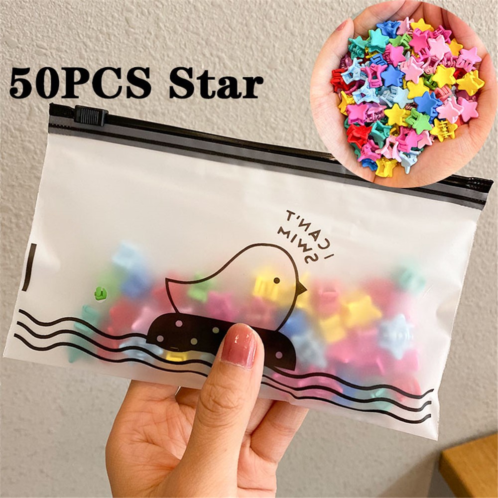 DZFJ 50Pcs/Set Colorful Mini Hair Claws Cute Shape Hair Pins Clips Non-slip Hair Barrettes Jaw Clamps for Baby Kids Girls - Star-3