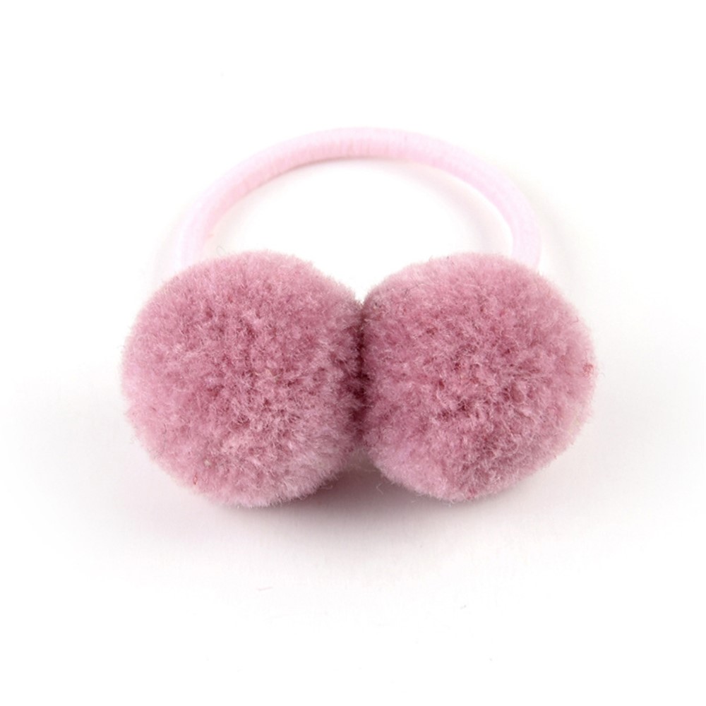 Baby Fluffy Ball Design Hair Tie Cotton Children Girls Hair Elastic Band Multicolor Hair Band Elastic Ponytail Holder - Random Color-10