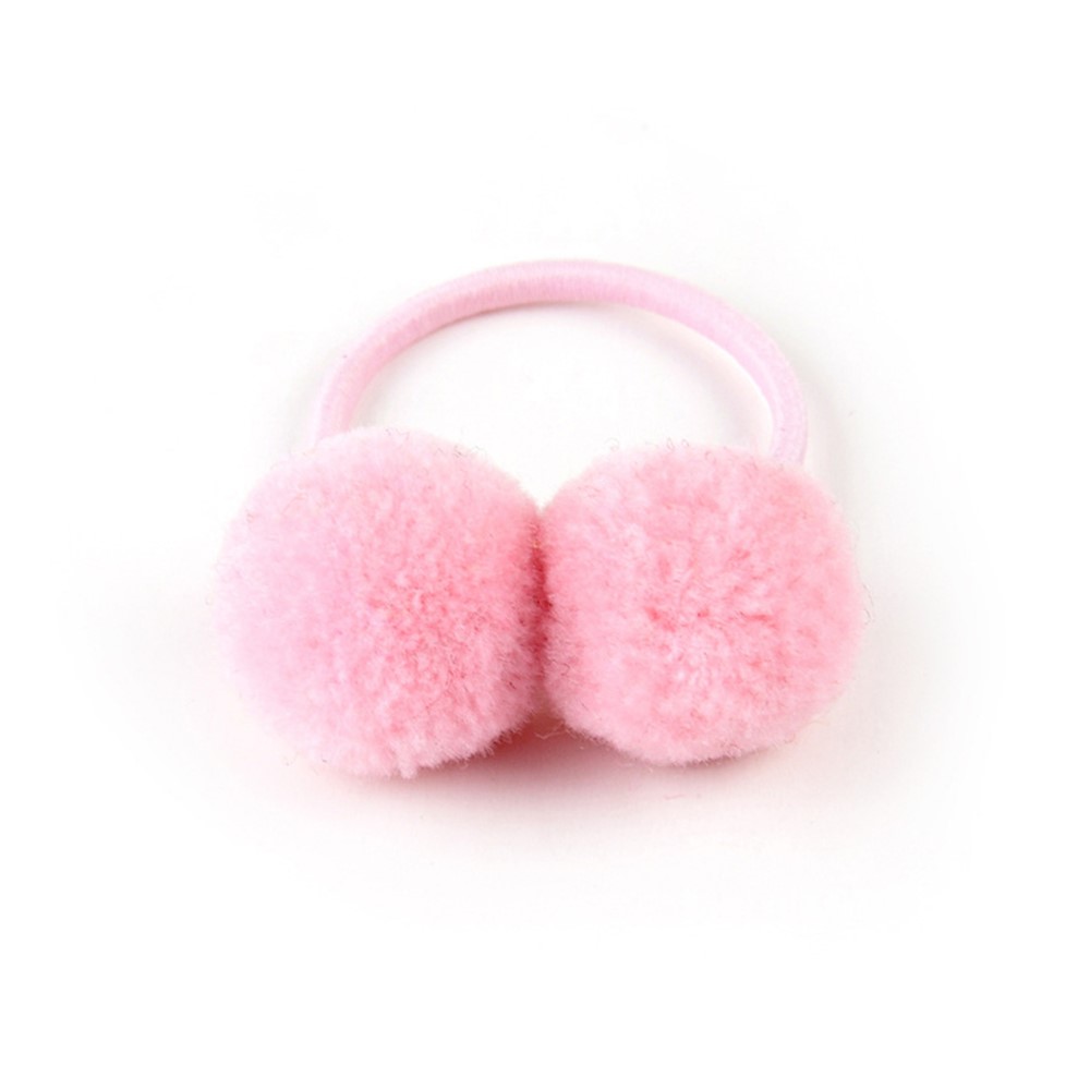Baby Fluffy Ball Design Hair Tie Cotton Children Girls Hair Elastic Band Multicolor Hair Band Elastic Ponytail Holder - Random Color-7