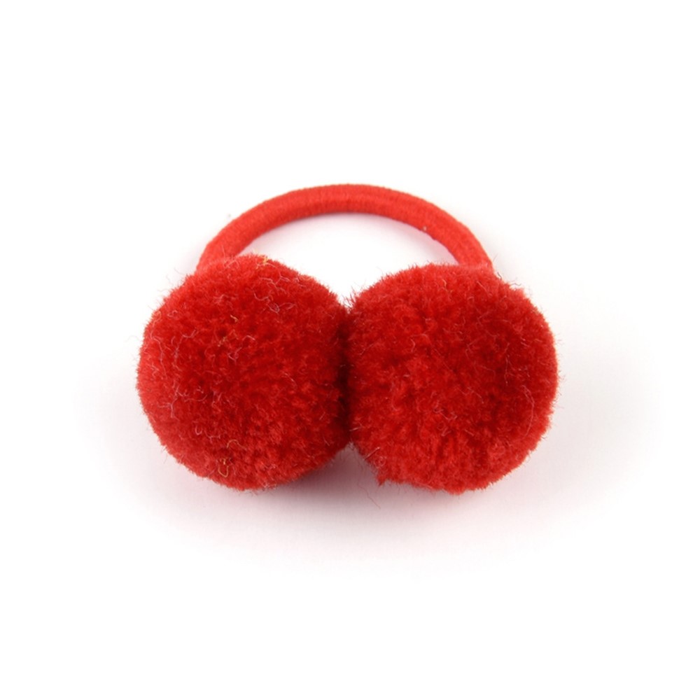 Baby Fluffy Ball Design Hair Tie Cotton Children Girls Hair Elastic Band Multicolor Hair Band Elastic Ponytail Holder - Random Color-8