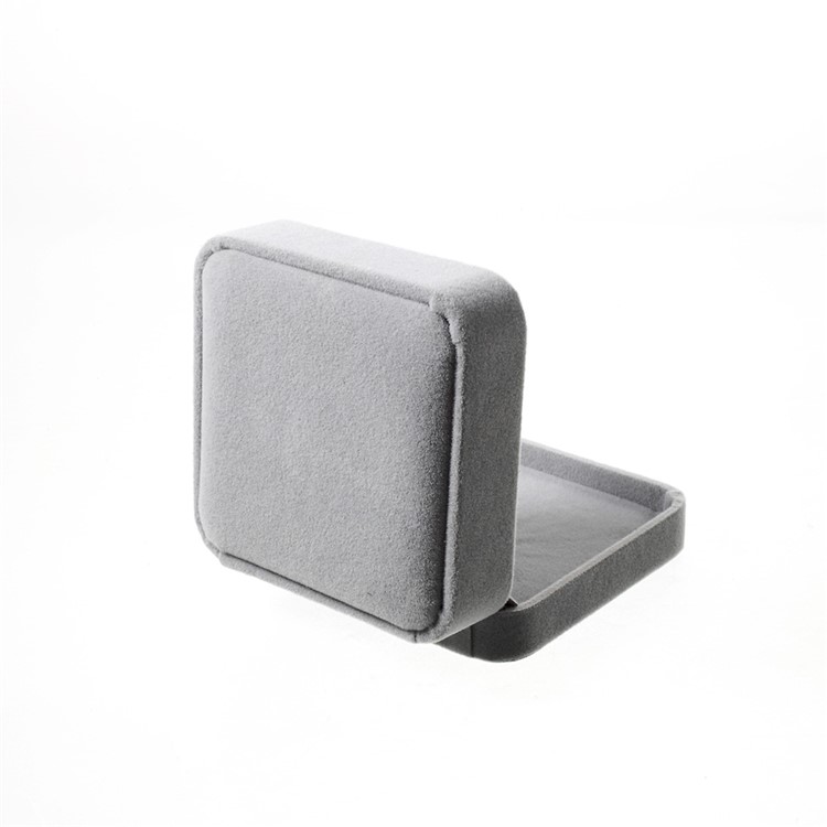 Fashion Velvet Bracelets Bangles Pendant Jewelry Gift Box Holder, Outer Size: 9 x 9 x 4cm - Grey-3