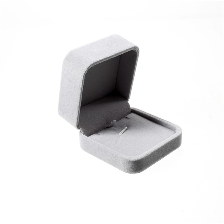 Fashion Velvet Wedding Ring Pendant Jewelry Bracelet Storage Box Holder, Outer Size: 7 x 7 x 4cm - Grey-2