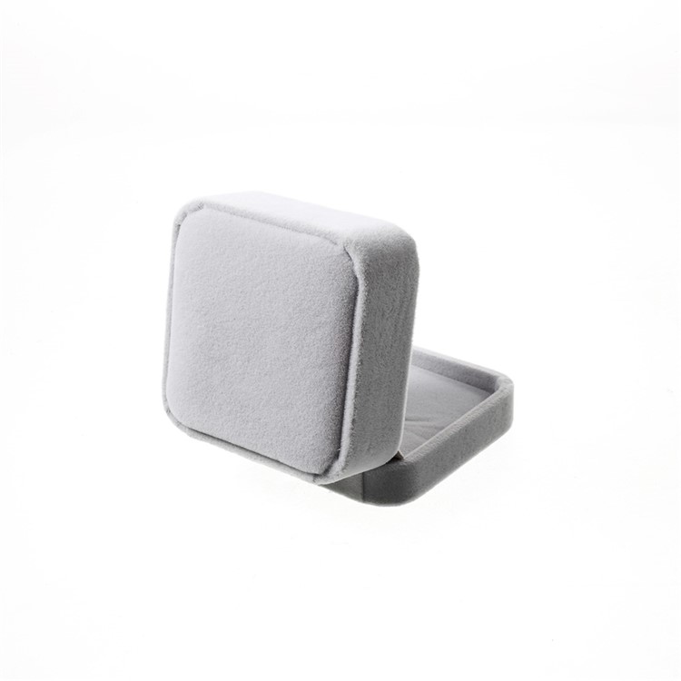 Fashion Velvet Wedding Ring Pendant Jewelry Bracelet Storage Box Holder, Outer Size: 7 x 7 x 4cm - Grey-3
