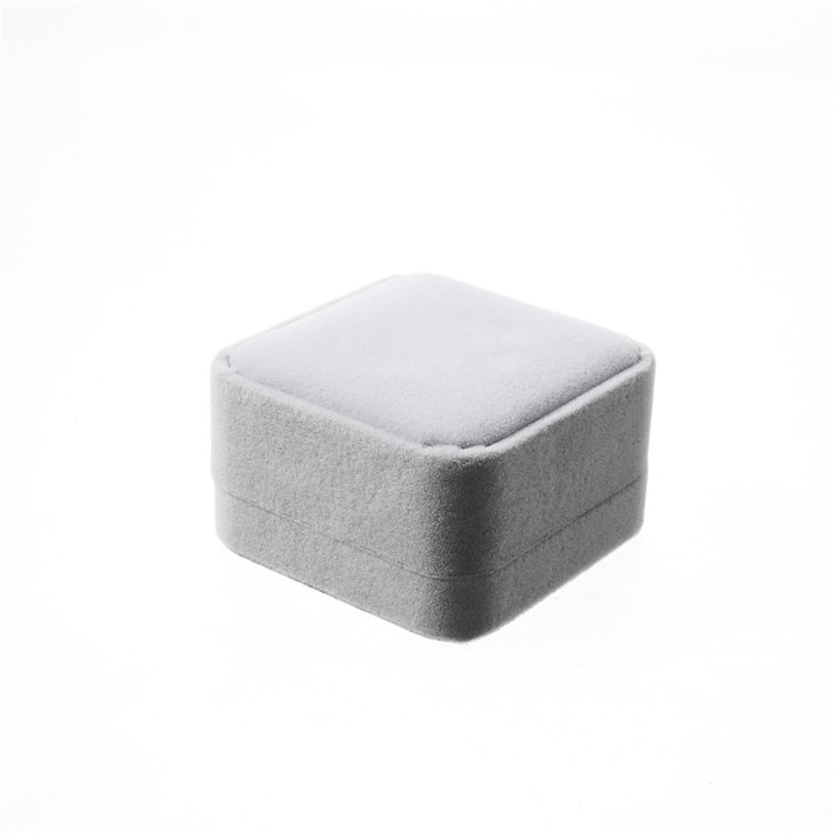 Fashion Velvet Wedding Ring Pendant Jewelry Bracelet Storage Box Holder, Outer Size: 7 x 7 x 4cm - Grey-4