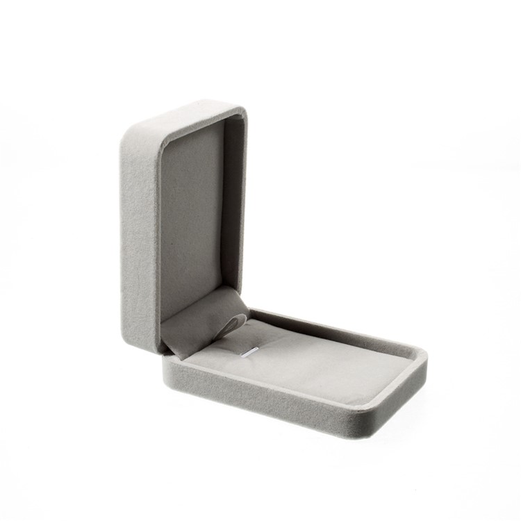 Fashion Velvet Engagement Wedding Ring Gift Box Pendant Jewelry Holder, Outer Size: 10 x 7 x 3.5cm - Grey-2