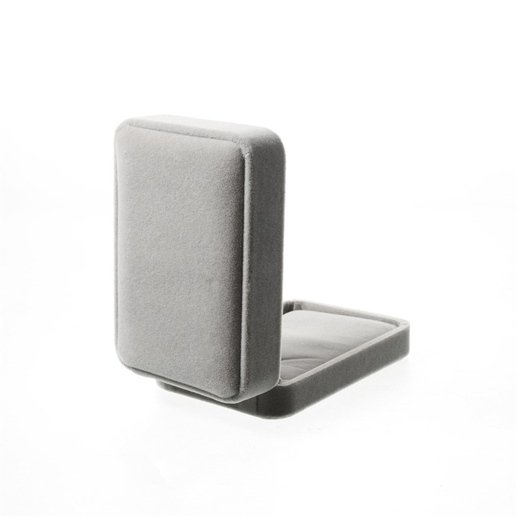 Fashion Velvet Engagement Wedding Ring Gift Box Pendant Jewelry Holder, Outer Size: 10 x 7 x 3.5cm - Grey-3