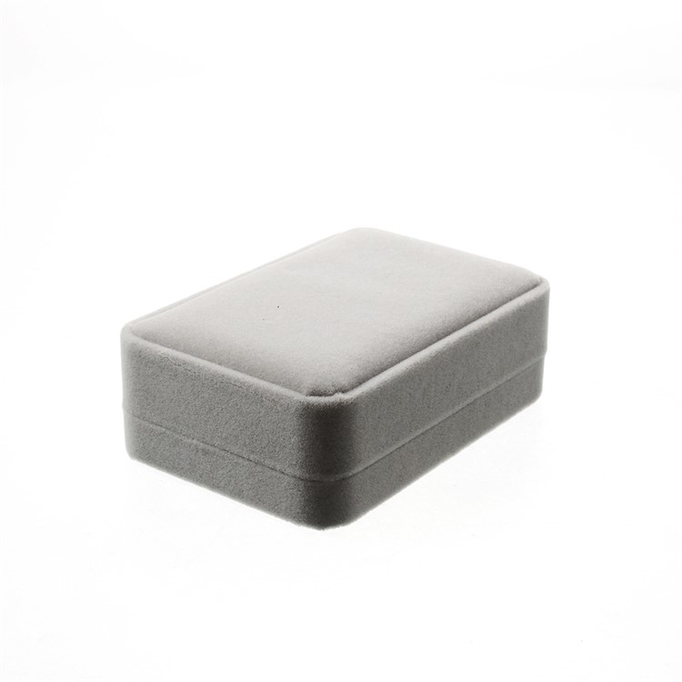 Fashion Velvet Engagement Wedding Ring Gift Box Pendant Jewelry Holder, Outer Size: 10 x 7 x 3.5cm - Grey-4