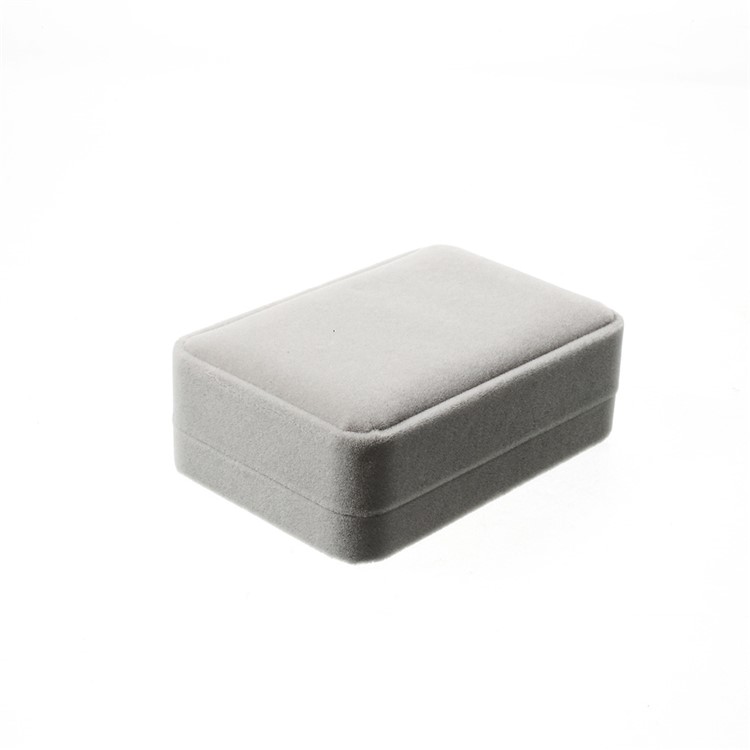 Fashion Velvet Engagement Wedding Ring Gift Box Pendant Jewelry Holder, Outer Size: 10 x 7 x 3.5cm - Grey-5