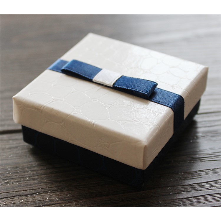 Classic Crocodile Texture Paperboard Ring Ear Studs Jewelry Storage Box-2
