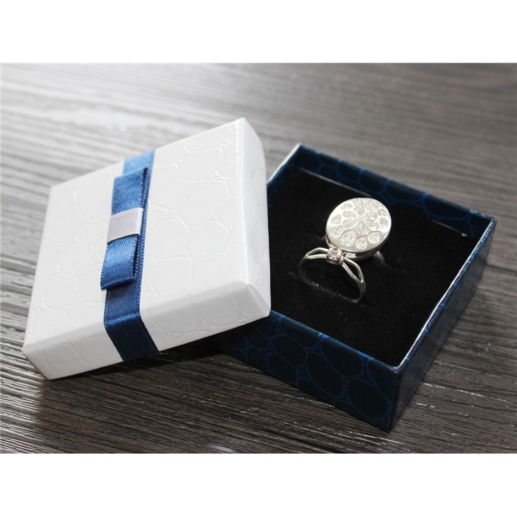 Classic Crocodile Texture Paperboard Ring Ear Studs Jewelry Storage Box-6