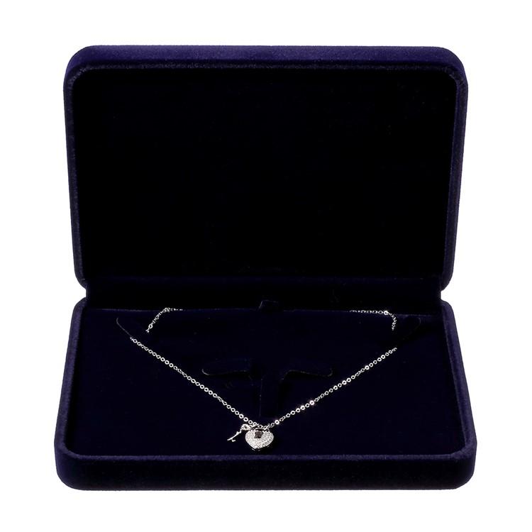 Fashion Velvet Necklace Jewelry Gift Box Display Case, Size: 17.5 x 12.5 x 3.4cm - Dark Blue-2