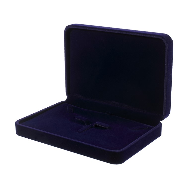 Fashion Velvet Necklace Jewelry Gift Box Display Case, Size: 17.5 x 12.5 x 3.4cm - Dark Blue-3