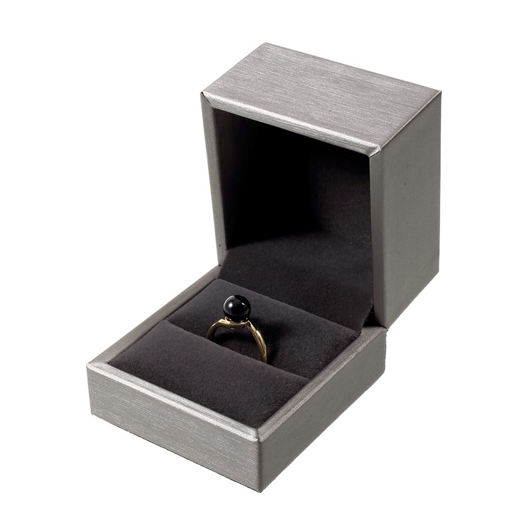High Quality PU Leather Wedding Rings Jewelry Gift Box Display Case, Size: 6.5 x 6 x 5cm - Grey-1