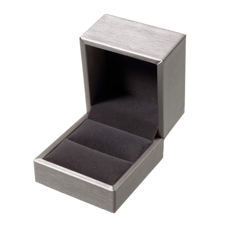 High Quality PU Leather Wedding Rings Jewelry Gift Box Display Case, Size: 6.5 x 6 x 5cm - Grey-3
