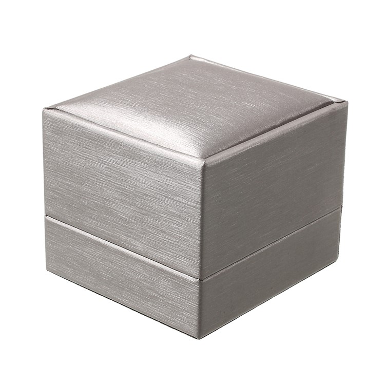 High Quality PU Leather Wedding Rings Jewelry Gift Box Display Case, Size: 6.5 x 6 x 5cm - Grey-4