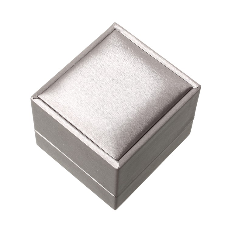High Quality PU Leather Wedding Rings Jewelry Gift Box Display Case, Size: 6.5 x 6 x 5cm - Grey-5