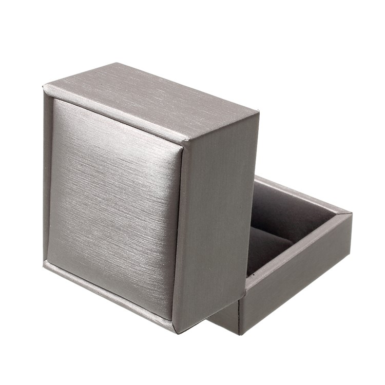 High Quality PU Leather Wedding Rings Jewelry Gift Box Display Case, Size: 6.5 x 6 x 5cm - Grey-6