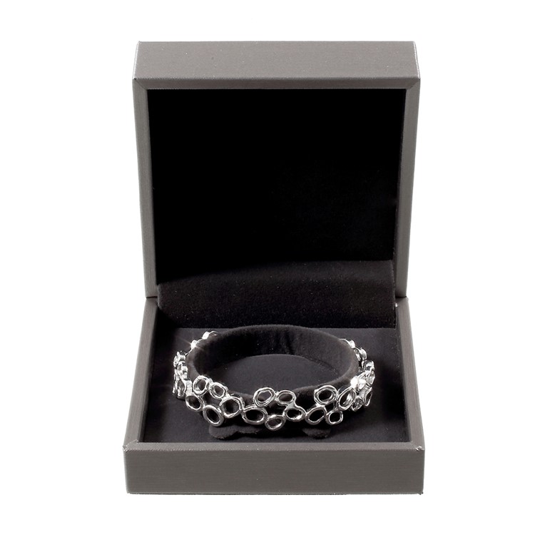 High Quality PU Leather Bangles Jewelry Gift Box Case Holder, Size: 9 x 9 x 4cm - Grey-2