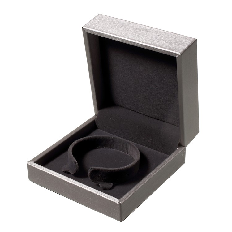 High Quality PU Leather Bangles Jewelry Gift Box Case Holder, Size: 9 x 9 x 4cm - Grey-3
