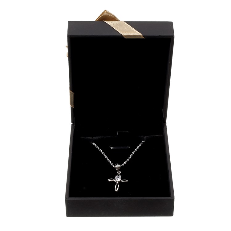 Ribbon Bowknot Touch Paper Anklet Bracelet Pendant Gift Box Holder Display Case, Size: 8 x 7 x 3.2cm - Black-2