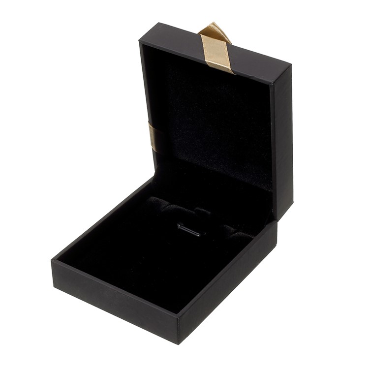 Ribbon Bowknot Touch Paper Anklet Bracelet Pendant Gift Box Holder Display Case, Size: 8 x 7 x 3.2cm - Black-3