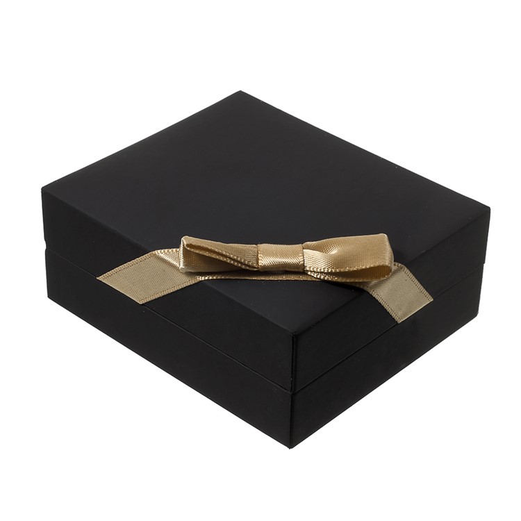 Ribbon Bowknot Touch Paper Anklet Bracelet Pendant Gift Box Holder Display Case, Size: 8 x 7 x 3.2cm - Black-4