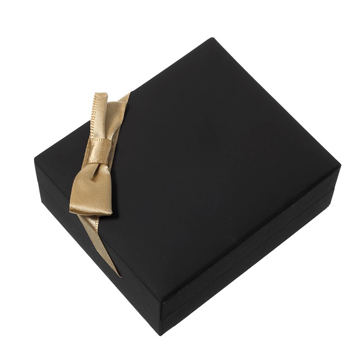 Ribbon Bowknot Touch Paper Anklet Bracelet Pendant Gift Box Holder Display Case, Size: 8 x 7 x 3.2cm - Black-5