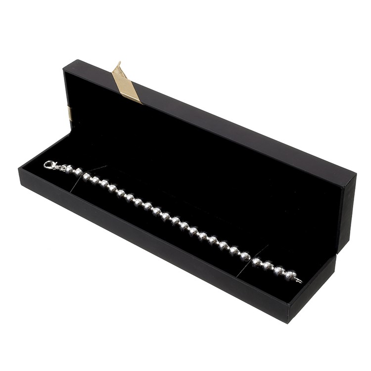Touch Paper Anklet Bracelet Gift Box Holder Case with Ribbon Bowknot, Size: 22 x 5.5 x 3cm - Black-1
