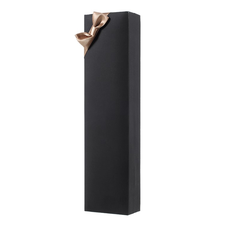 Touch Paper Anklet Bracelet Gift Box Holder Case with Ribbon Bowknot, Size: 22 x 5.5 x 3cm - Black-5