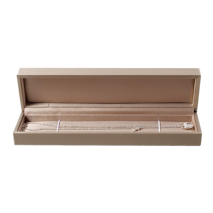 High-grade PU Leather Necklace Anklet Bracelet Earrings Jewelry Display Case Gift Box, Size: 22 x 5.5 x 3.2 cm - Gold-2